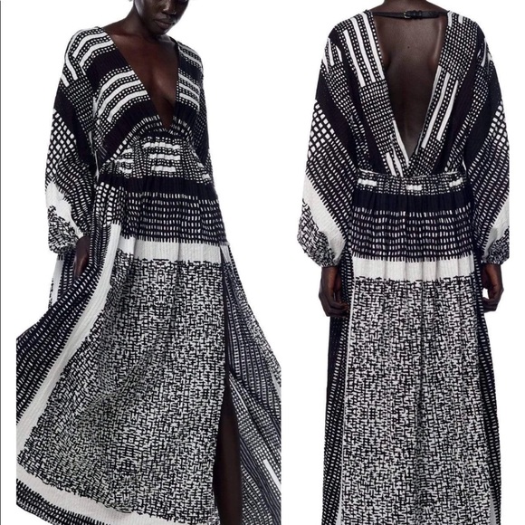 NWT Jonny Cota Poet Maxi Boho Dress, Sustainable Designer, Sexy Low Cut Top, M/L - Picture 4 of 16